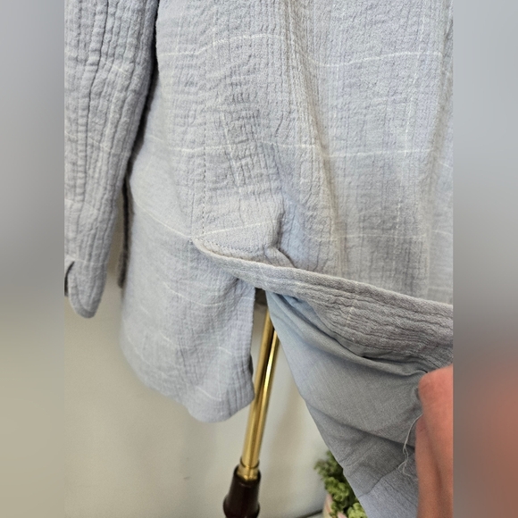 Madewell Linen And Cotton Windowpane Light Blue Jacket. Size 1X - Picture 7 of 13